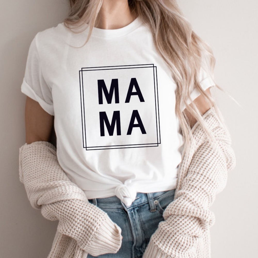 Mama Crew Neck Short Sleeve Tee Shirt